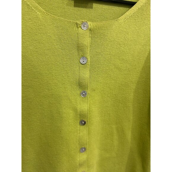 Pierre Cardin Lime Green Button-Up Cardigan Sweater Size Medium Lightweight - Picture 4 of 9